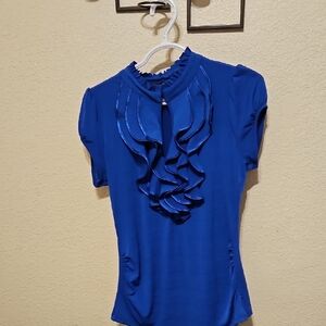 Heart Soul Royal Blue Ruffled Blouse